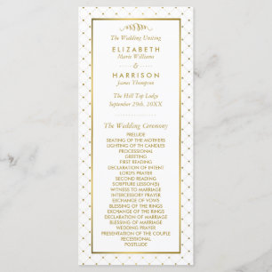 Modernes Hochzeitsprogramm für White & Gold Foil Programm