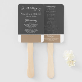 Modernes Hochzeitsprogramm in Gray Beige Fächer