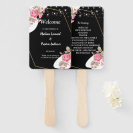 Modernes Hochzeitsprogramm mit rosa Bläschen Fächer
