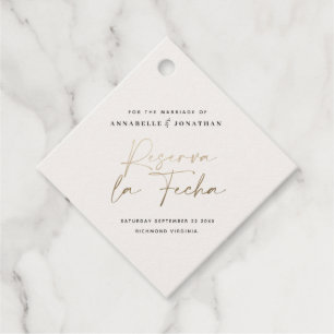 Modernes Hochzeitsreservat la Fecha Creme gold Ret Geschenkanhänger