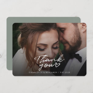 Modernes Hochzeitssemble - Foto mit handgeschriebe Dankeskarte
