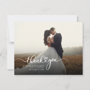 Modernes Hochzeitsskript Foto Dankeschön Karte