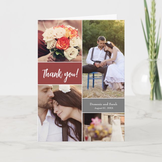 Modernes Hochzeitsskript-Foto verbrannt Karte (Vorderseite)