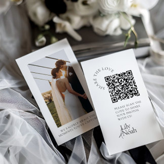 Modernes Hochzeitsstichtum-Foto teilt die Liebe QR Begleitkarte
