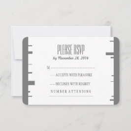 Modernes Hochzeitsszenario mit Birkenrinde RSVP Karte