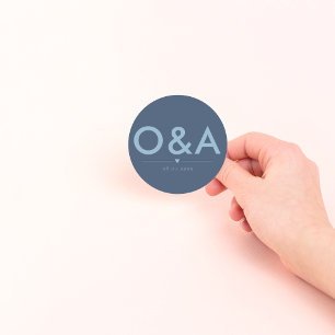 Modernes Hochzeitstil Dunkelblau Runder Aufkleber