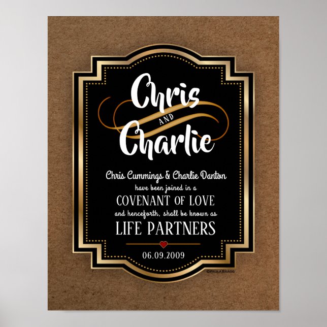 Modernes Hochzeitszeugnis für männliche Gäste Poster (Vorne)