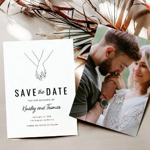 Modernes Holding-Hands-Foto Save the Date
