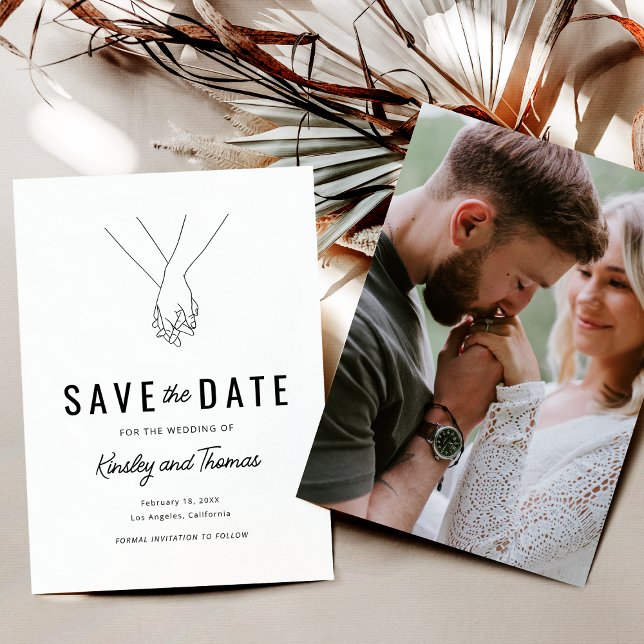 Modernes Holding-Hands-Foto Save the Date (Von Creator hochgeladen)