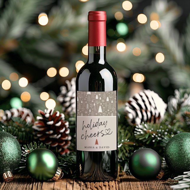 Modernes Holiday Cheers Kalligraphie Personalisier Weinetikett (Modern Holiday Cheers Calligraphy Personalized Wine Label)
