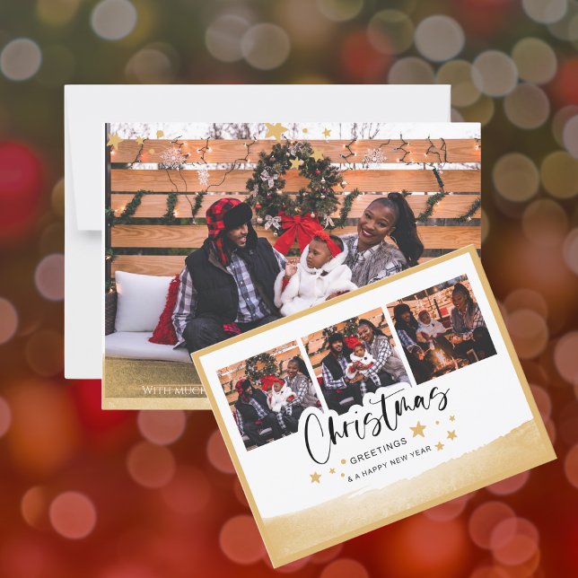 Modernes Holiday Foto Postcard (4 Bilder) Postkarte (4 photo personalized Christmas card)