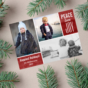 Modernes Holiday Red Peace Liebe Joto Collage Feiertagskarte