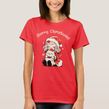 Modernes Holiday Whimsical Girl mit Dog Weihnachte