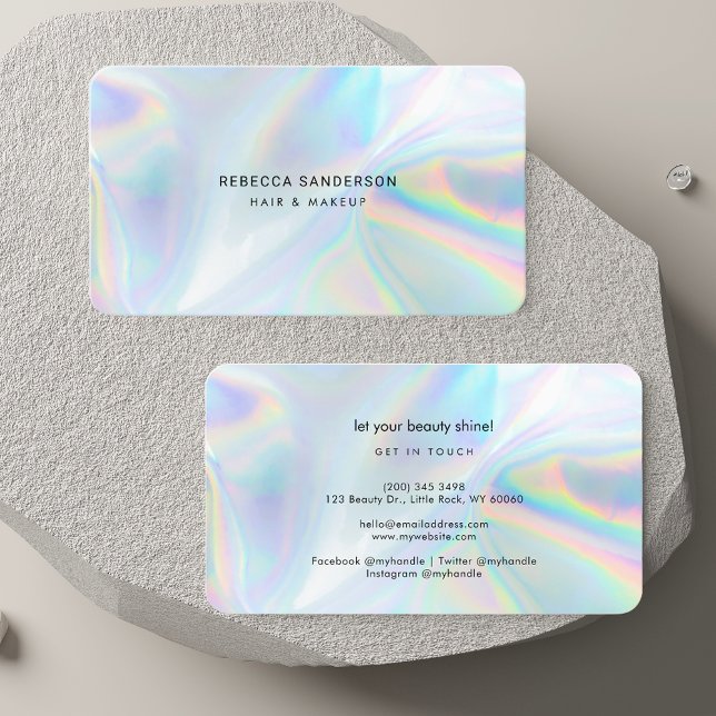 Modernes holografisches Beautician Makeup Stilvoll Visitenkarte (Modern Holographic Beautician Makeup Stylish Business Card)