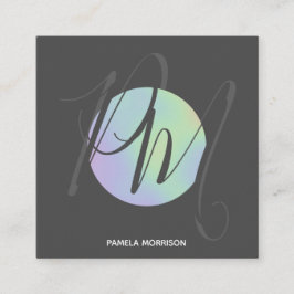 Modernes Holografisches Circle Monogramm - Visiten Quadratische Visitenkarte