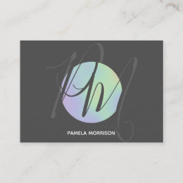 Modernes Holografisches Circle Monogramm - Visiten Visitenkarte