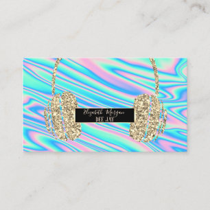 Modernes Holografisches Headphone, Gold Glitzer DJ Visitenkarte