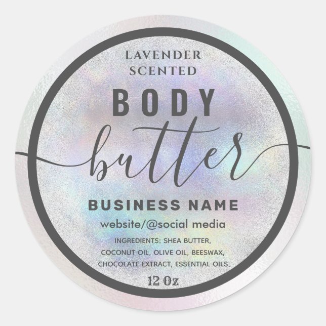 Modernes holografisches Schriftzeichen Butterlabel Runder Aufkleber (Vorderseite)