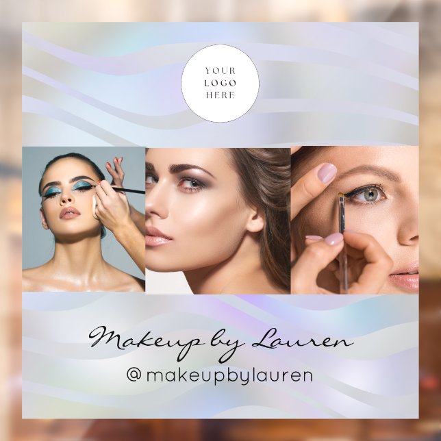 Modernes holografisches schwarzes Schrift-Logo Fot Fensteraufkleber (Blatt 2)