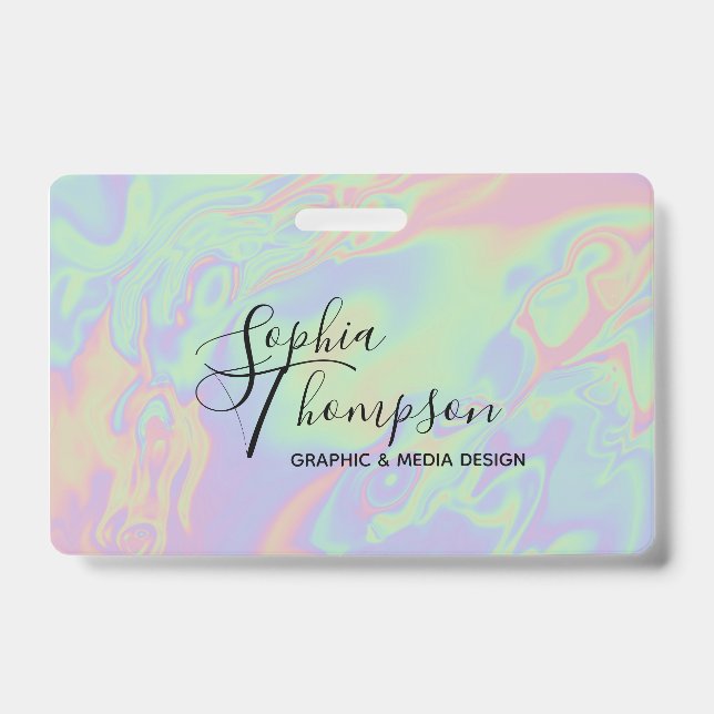 Modernes Holografisches Script Rainbow Pastel - Ab Ausweis (Vorderseite)