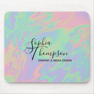 Modernes Holografisches Script Rainbow Pastel Mous Mousepad