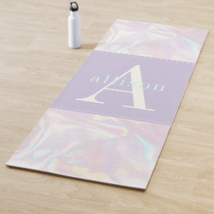 Modernes Holograph Pastell Abstrakt Monogram Yogamatte