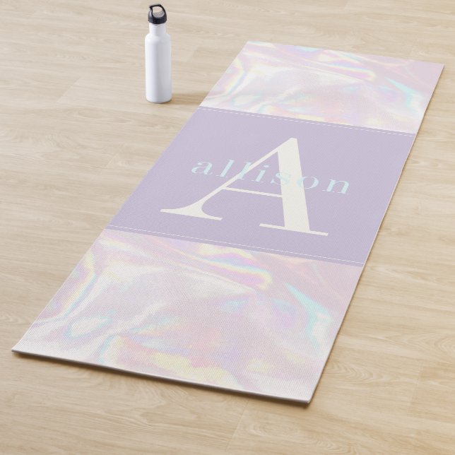 Modernes Holograph Pastell Abstrakt Monogram Yogamatte (Beispiel)