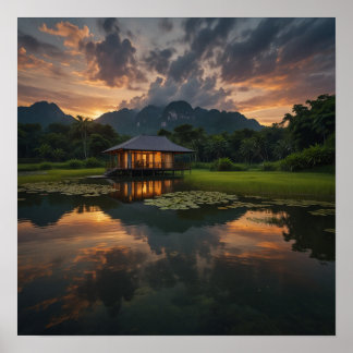 Modernes Holzhaus Poster