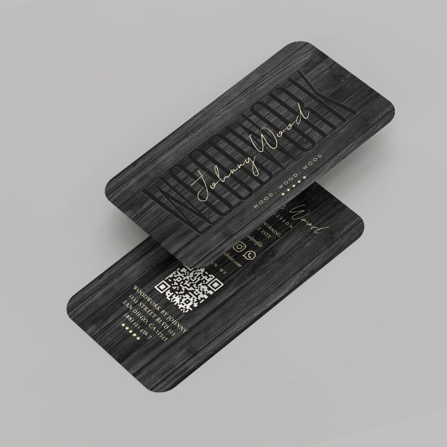 Modernes Holzwerk Schwarzwald Beruflich Visitenkarte (Modern Carpentry Woodwork Black Wood Professional Business Card
)