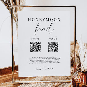 Modernes Honeymoon Fund QR Code Wedding Sign Poster