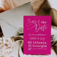Modernes Hot Pink feines Foto Save the Date