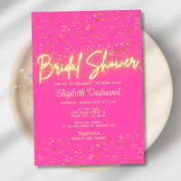 Modernes Hot Pink Gold Neon Glow Brautparty