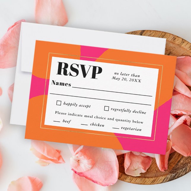 Modernes Hot Pink und Orange Abstrakte UAWG mit Ma RSVP Karte (Von Creator hochgeladen)