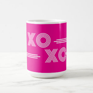 Modernes Hot Pink und weißes XOXO Valentine Kaffeetasse