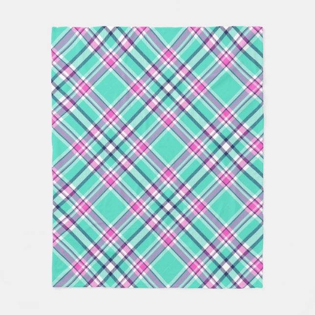 Modernes, Hübsches Girly Chic Tartan Muster Fleecedecke (Vorderseite)