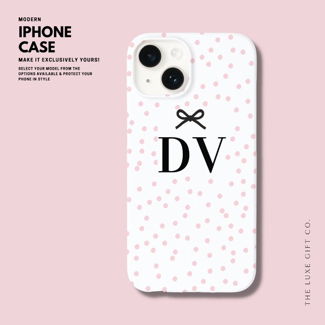 Modernes Hübsches Niedlich-rosa Polka Dot Bow Mono Case-Mate iPhone Hülle (Von Creator hochgeladen)
