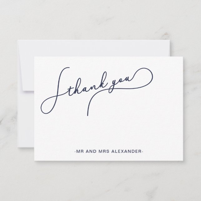 Modernes Hübsches Script Blue und Imitats Gold Vie Dankeskarte (Vorderseite)