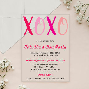 Modernes Hugs & Kisses (XOXO) Valentinstag Party Acryleinladungen