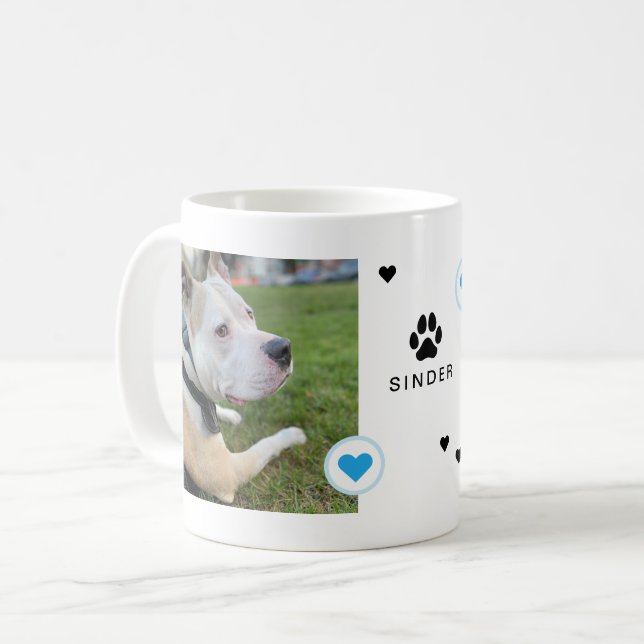Modernes Hund 2 Fotos Herzname Kaffeetasse (Vorderseite Links)