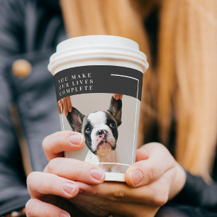 Modernes Hundebahn-Foto Hundeschrift Pappbecher