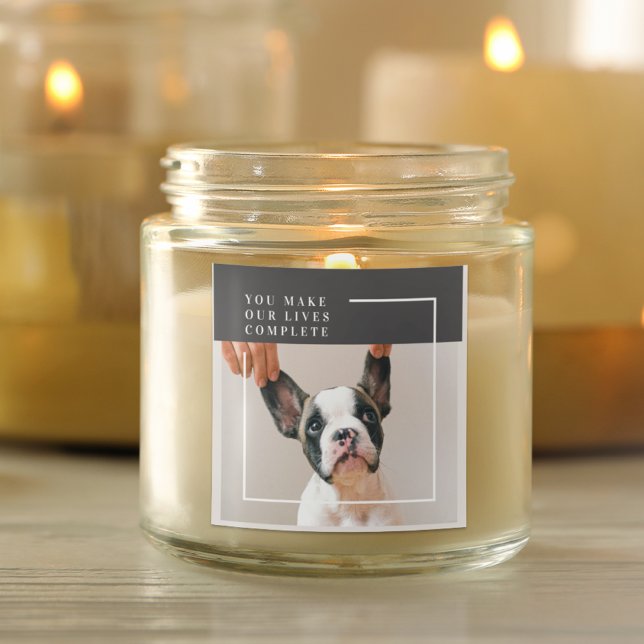 Modernes Hundebahn-Foto | Hundeschrift Quadratischer Aufkleber (Von Creator hochgeladen)