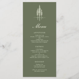 Modernes Hunter Gree Tree Forest Rustic Wedding Me Menükarte