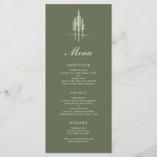 Modernes Hunter Gree Tree Forest Rustic Wedding Me Menükarte
