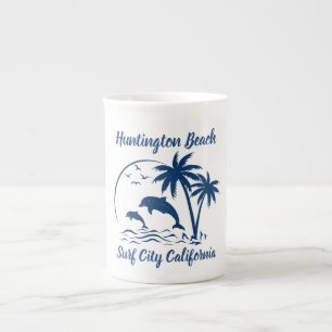 Modernes Huntington Beach California Dark Blue Prozellantasse