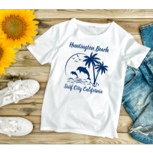 Modernes Huntington Beach California Dark Blue T-Shirt