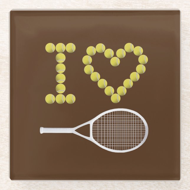 Modernes I Liebe Tennis Brown Glasuntersetzer (Vorderseite)