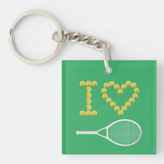 Modernes I Liebe Tennis Green Schlüsselanhänger