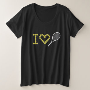 Modernes I-Liebe-Tennis Große Größe T-Shirt