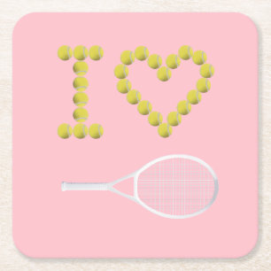 Modernes I-Liebe Tennis Pink Rechteckiger Pappuntersetzer