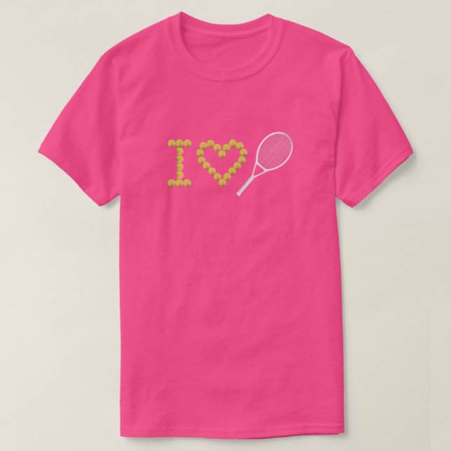 Modernes I-Liebe Tennis Pink T-Shirt (Design vorne)